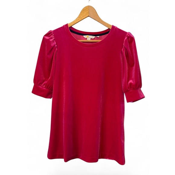 Boden Tops - Gorgeous Pink Boden Soft Velvet Short Puffed Sleeve Blouse Size 4 Colorful